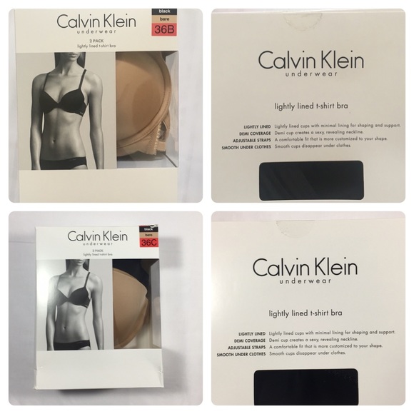 New 2 Pack Calvin Klein Lightly Lined T-Shirt Bra - Picture 5 of 8